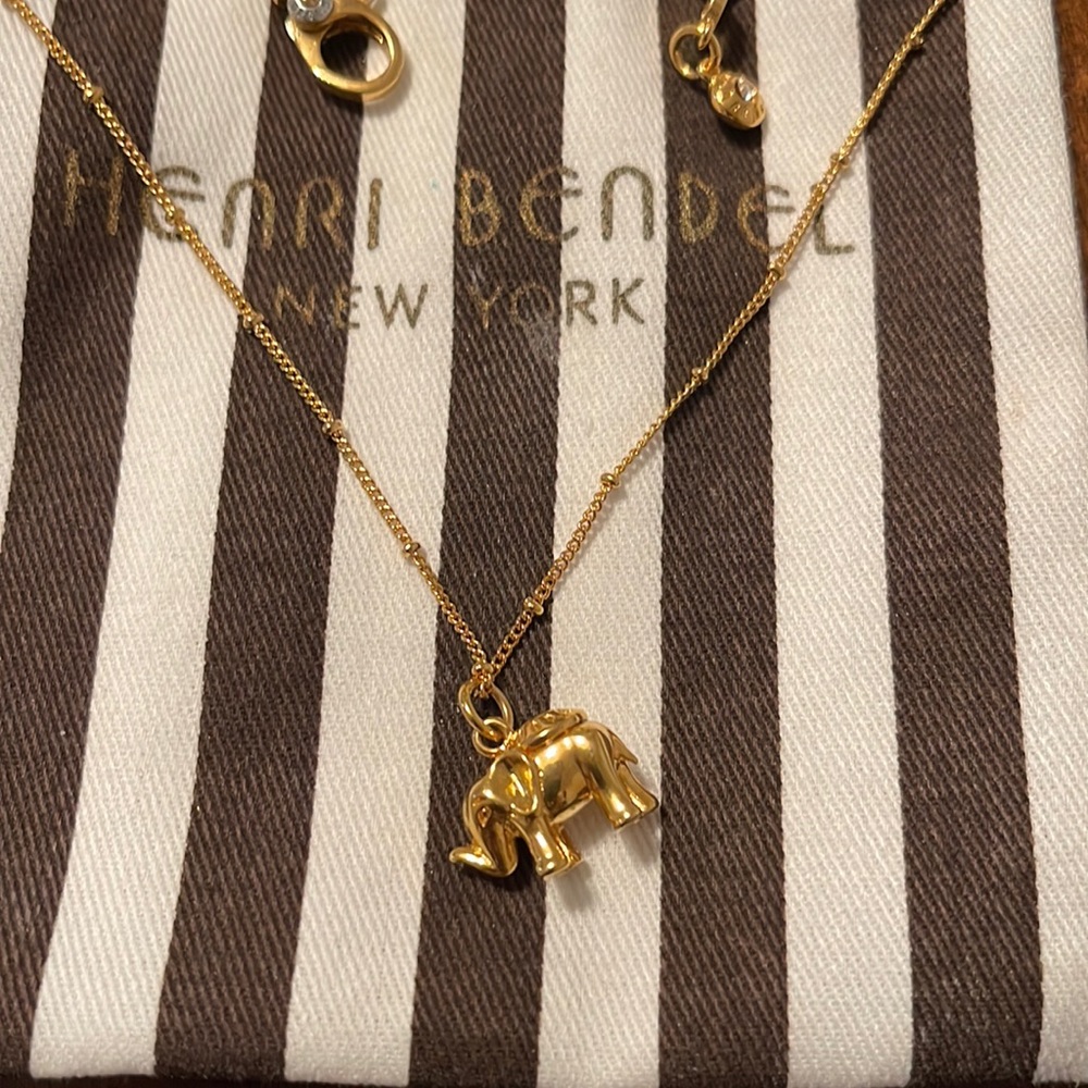 Henri Bendel 14K Gold Plated Elephant
Pendant and Long Necklace